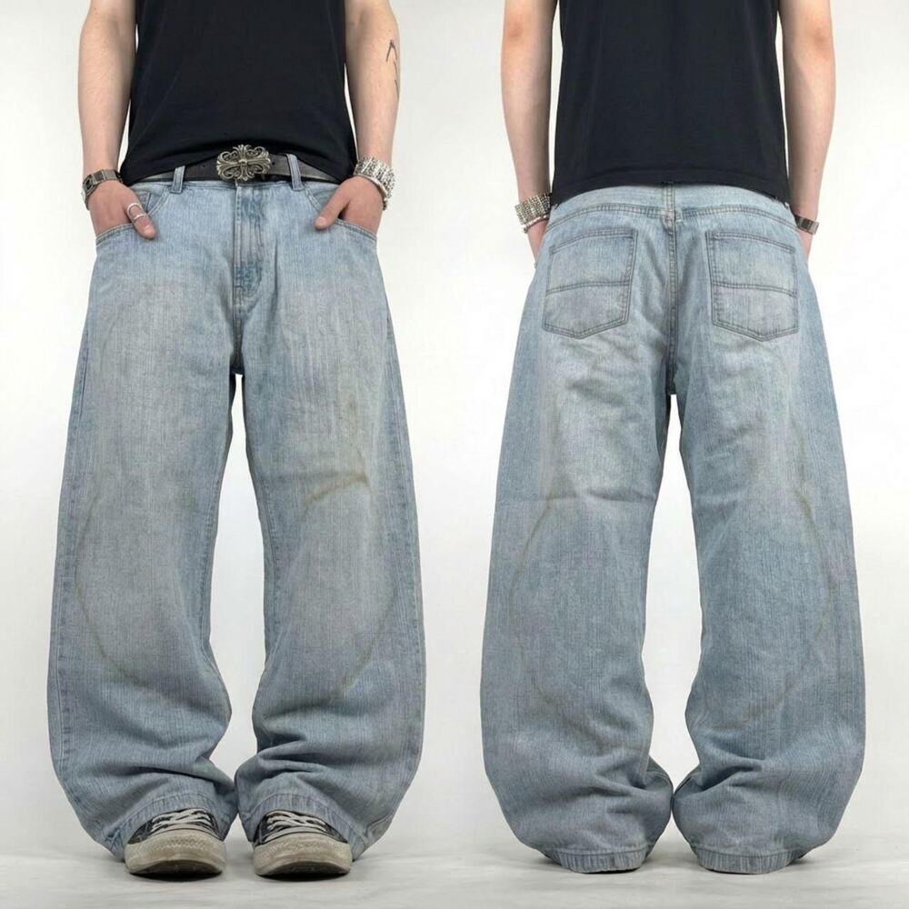 Vintage y2k faded stonewash embroidered grunge archive baggy jeans